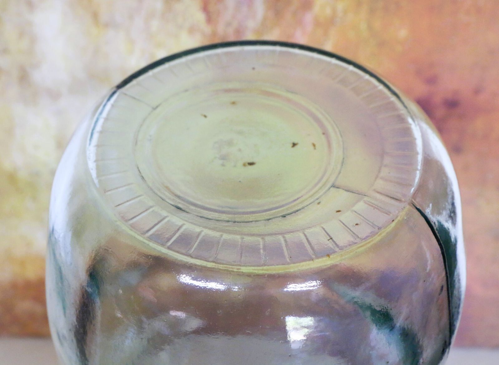 A Vintage Mediterranean Olive Oil Bottle Glass Vase Hand Made Light Green Tint Dame Jeanne Freepost photo vintage
