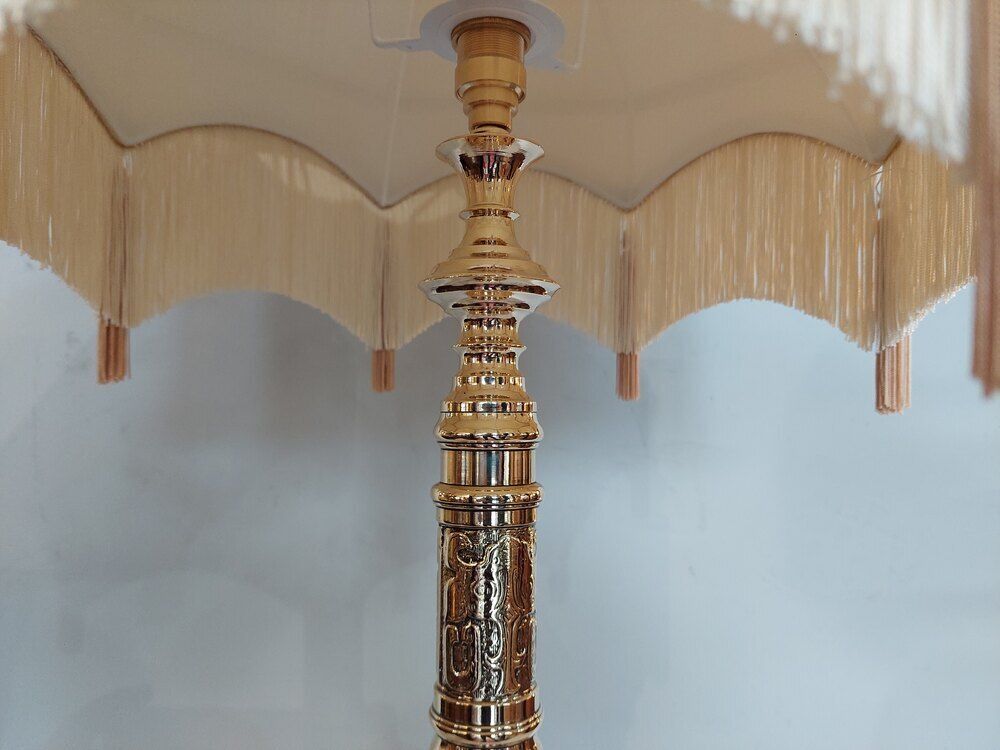 Early 20thc Pressed Brass Oriental Table Lamp photo 680.0