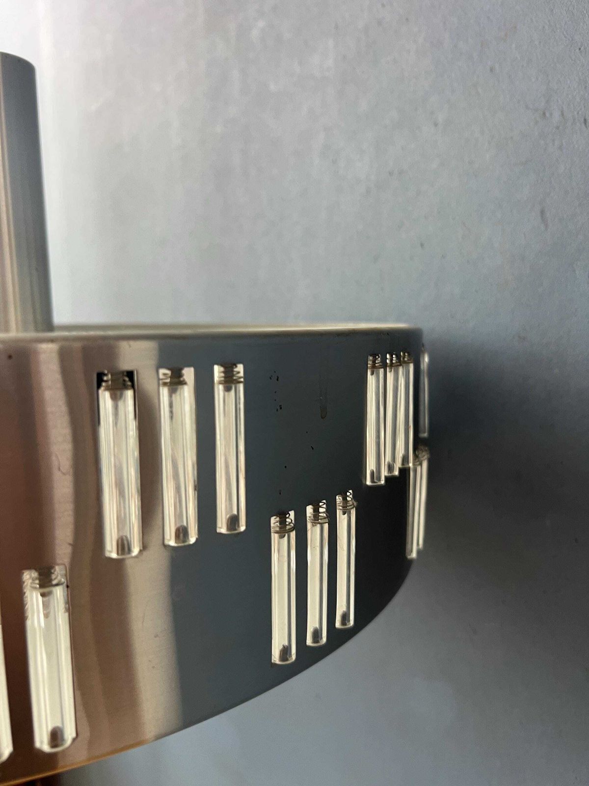 Mid Century Ufo Hanglamp Met Kristalglas photo vintage