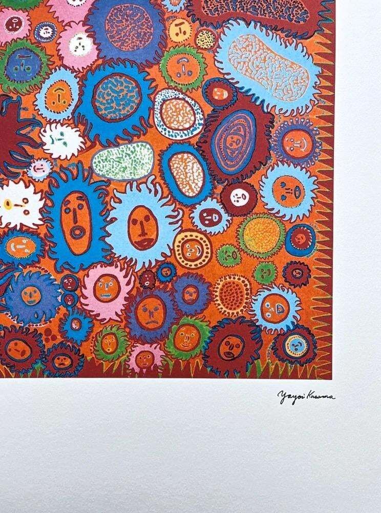 After Yayoi Kusama, Praying For Peace In The World, Lithograph, 1980s photo furniture