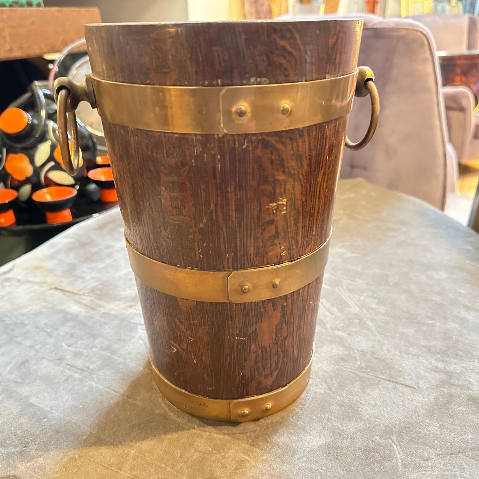1940s Art Deco Oak Wood And Copper French Wine Cooler By Geraud Lafitte photo buy