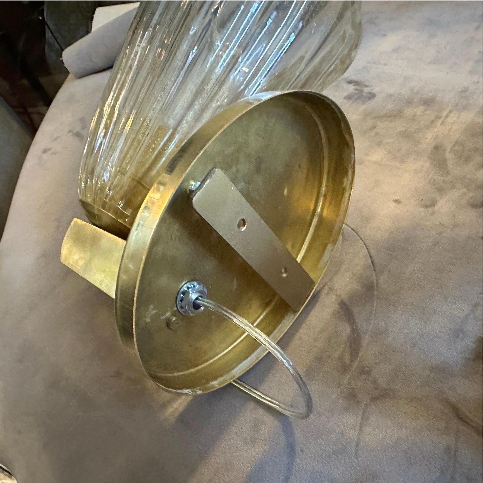 Two 1990s Barovier Style Mid Century Modern Murano Glass And Brass Wall Sconces photo buy
