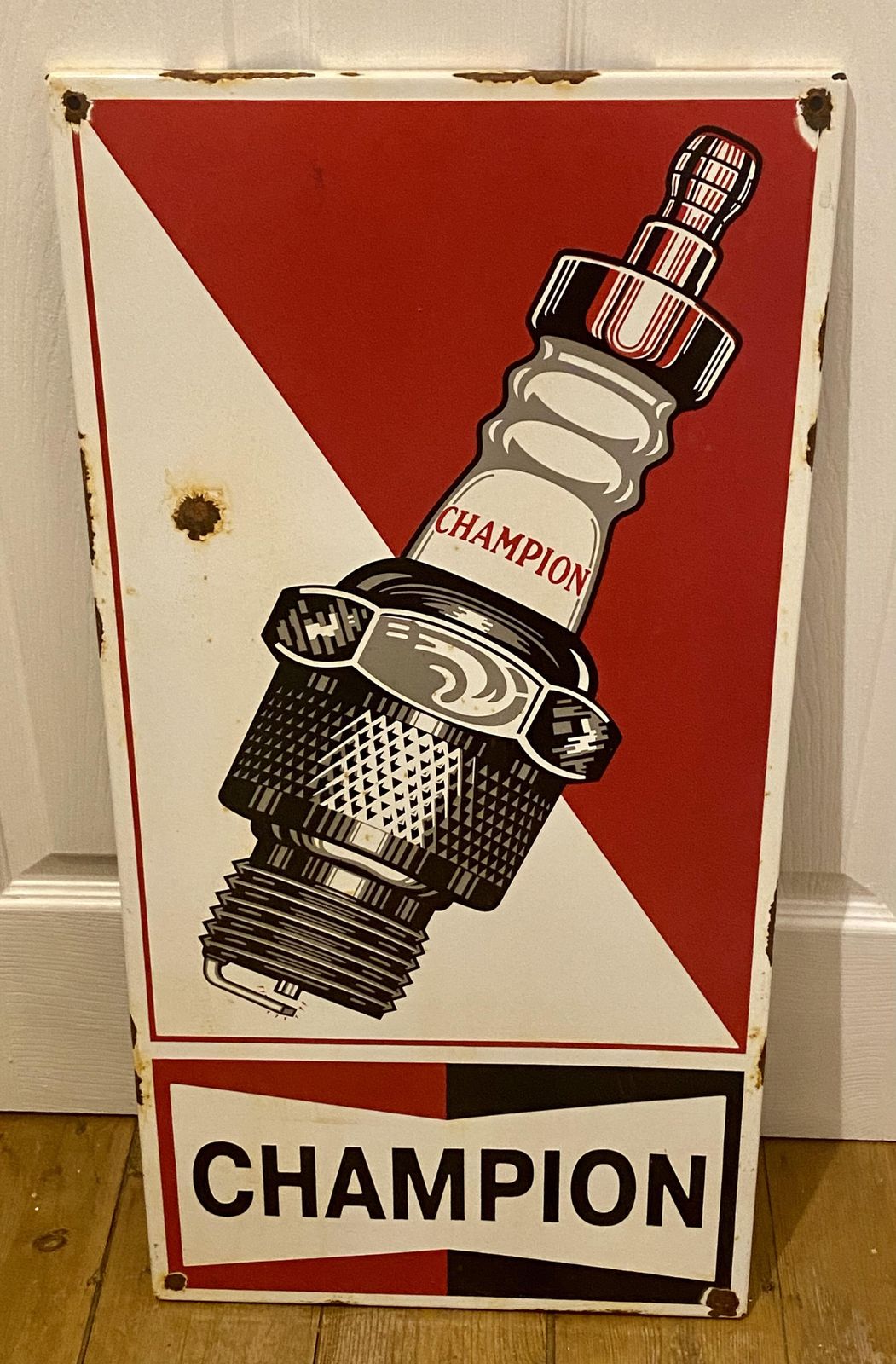 Champion Spark Plugs Shop Trade Advertising Sign Garage Rally Racing Antique Car Auto Wall Art Brdc Ngk Plug Automobile Mechanic Gasoline Gas Petrol photo vintage