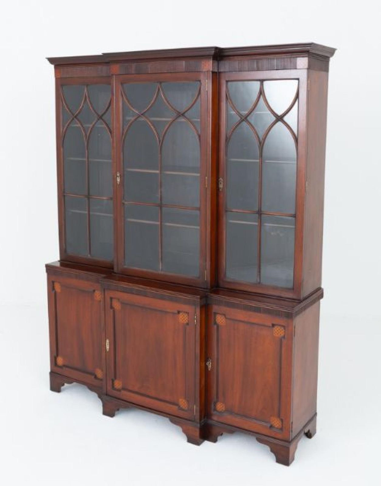 Georgian Revival Breakfront Bookcase Cabinet Mahogany photo furniture