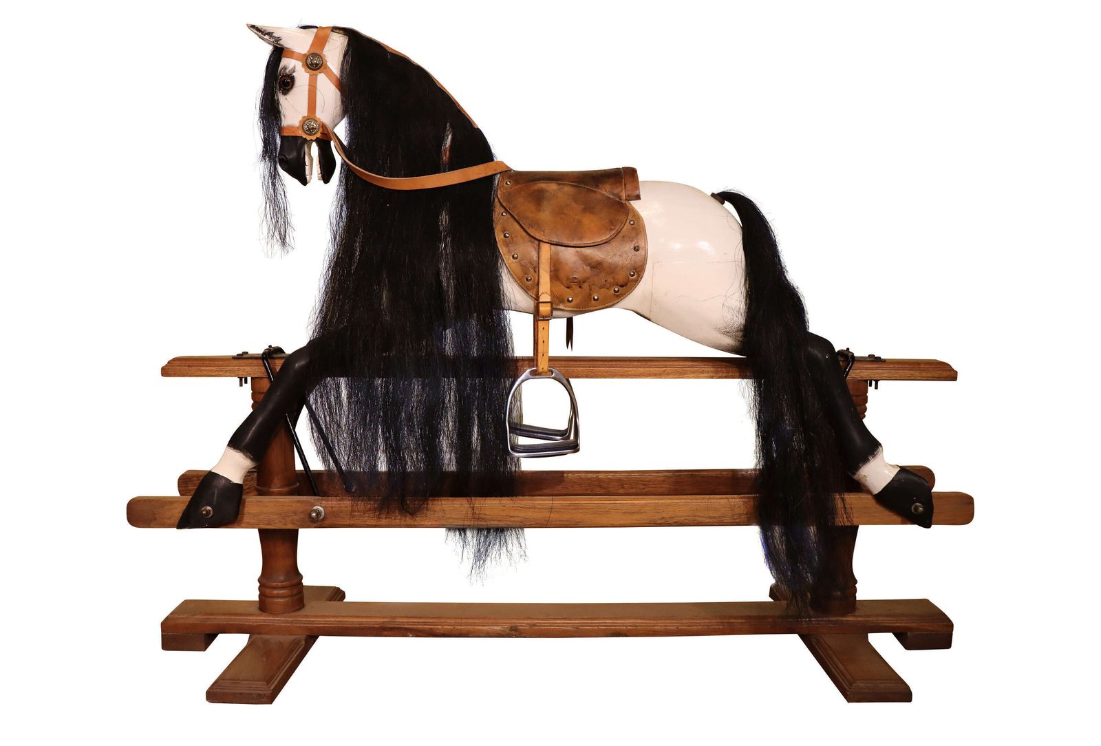 Large Mid 20th Century Dapple Grey Rocking Horse On Safety Stand photo 1265.0