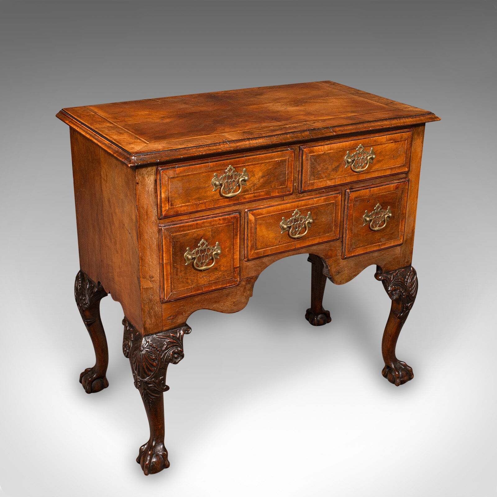 Antique Georgian Revival Lowboy, English, Walnut, Hall, Side Table, Edwardian