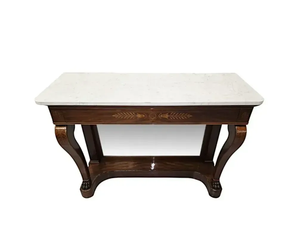 A Very Fine 19th Century Inlaid Marble Top Console Table photo 6026.4239