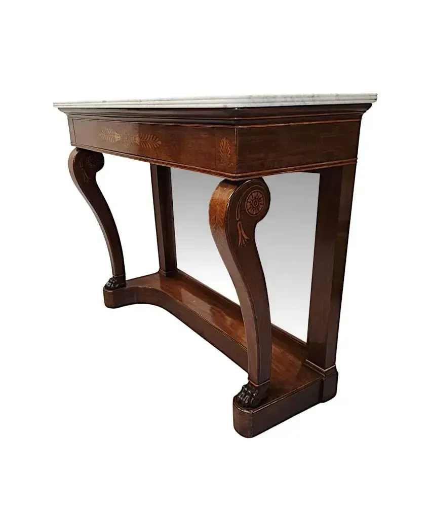 A Very Fine 19th Century Inlaid Marble Top Console Table photo vinterior
