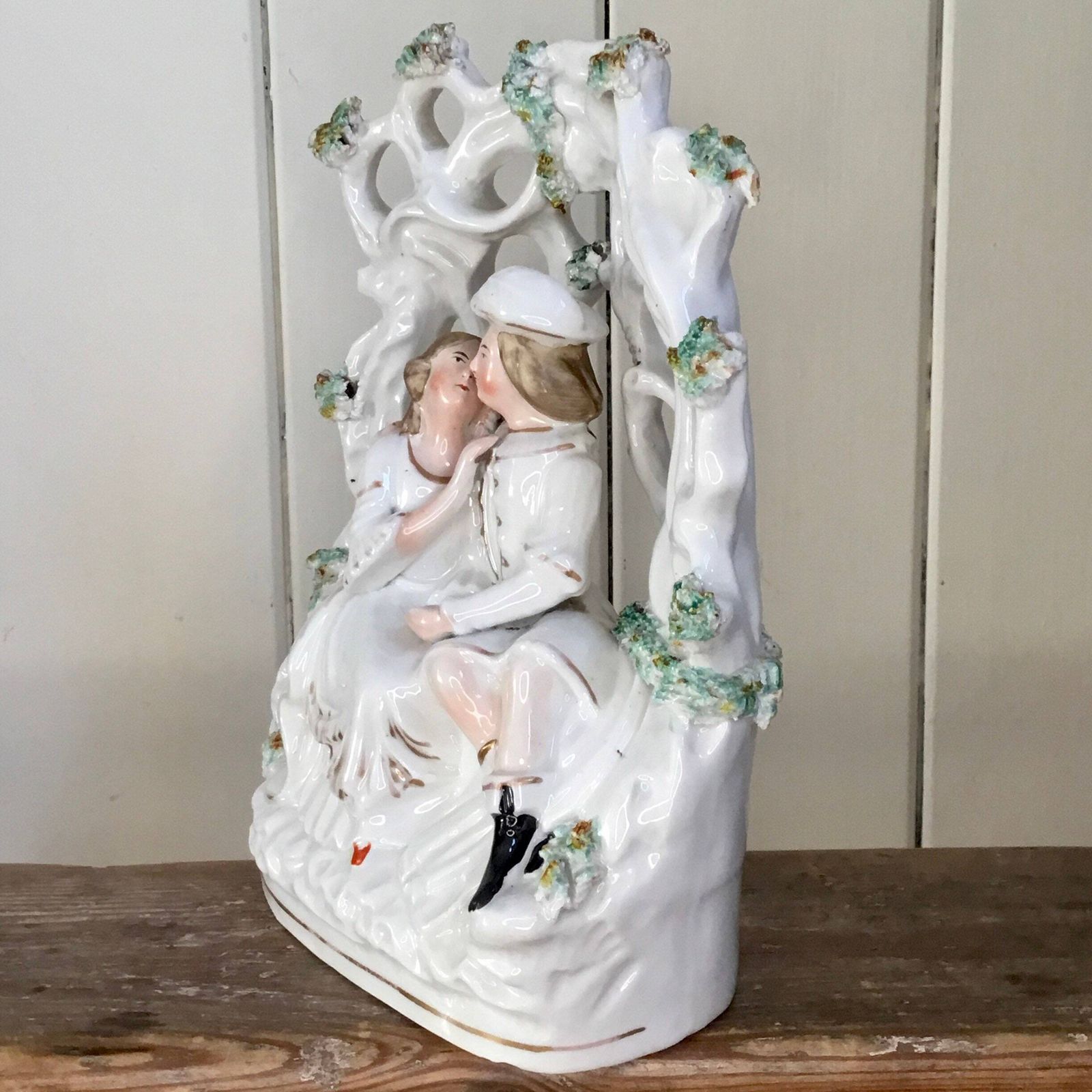 Victorian Staffordshire Flat Back, Lovers In A Bower, An Older Version Of This Romeo And Juliet Design From 1860’s. Lovely Condition. photo 160.0