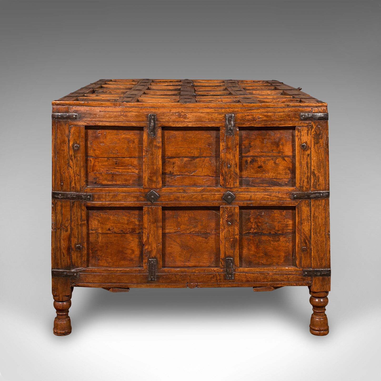 Vintage Storage Chest, Indian Pine Pithara Trunk, Colonial Revival, Coffee Table photo Furniture
