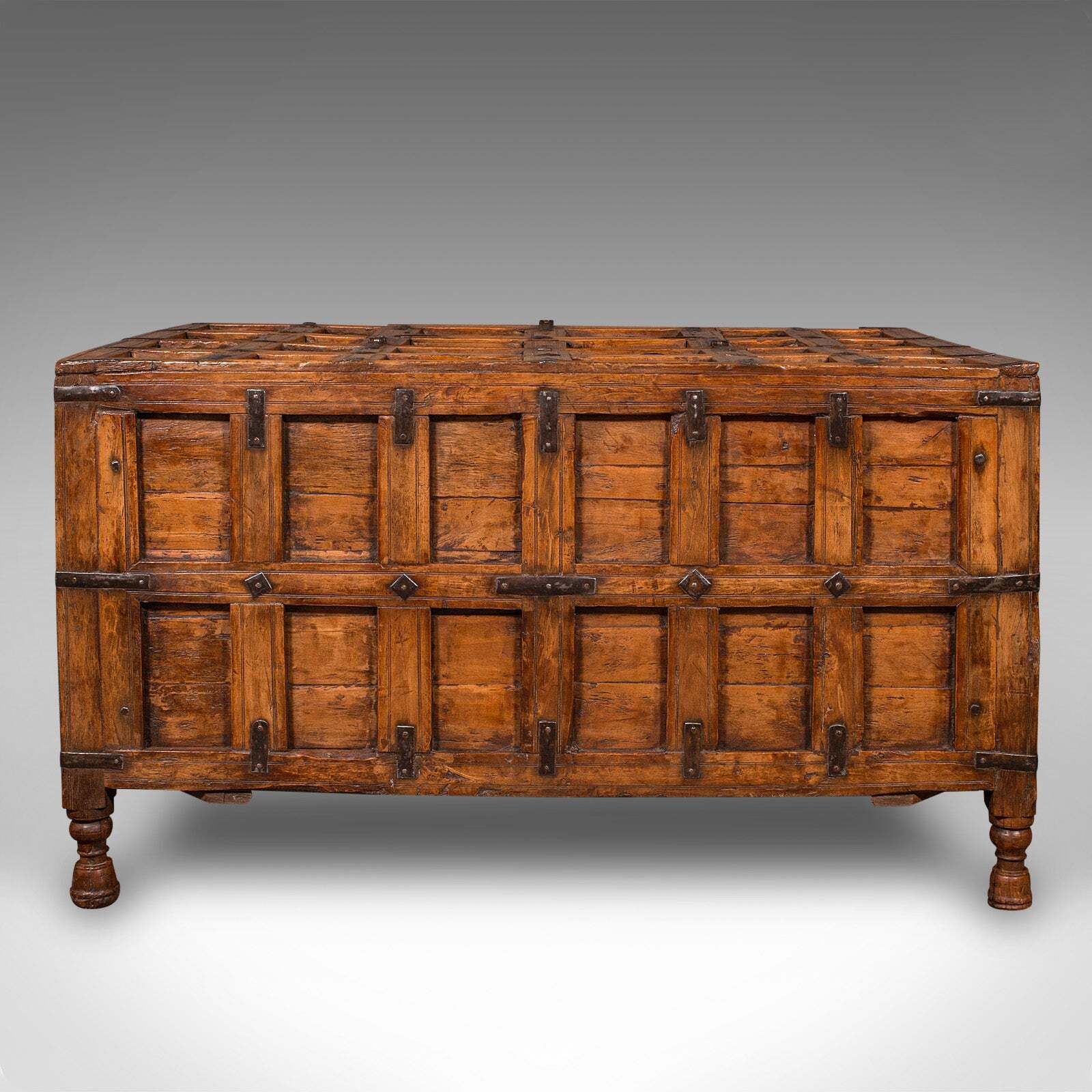 Vintage Storage Chest, Indian Pine Pithara Trunk, Colonial Revival, Coffee Table photo 1321.0