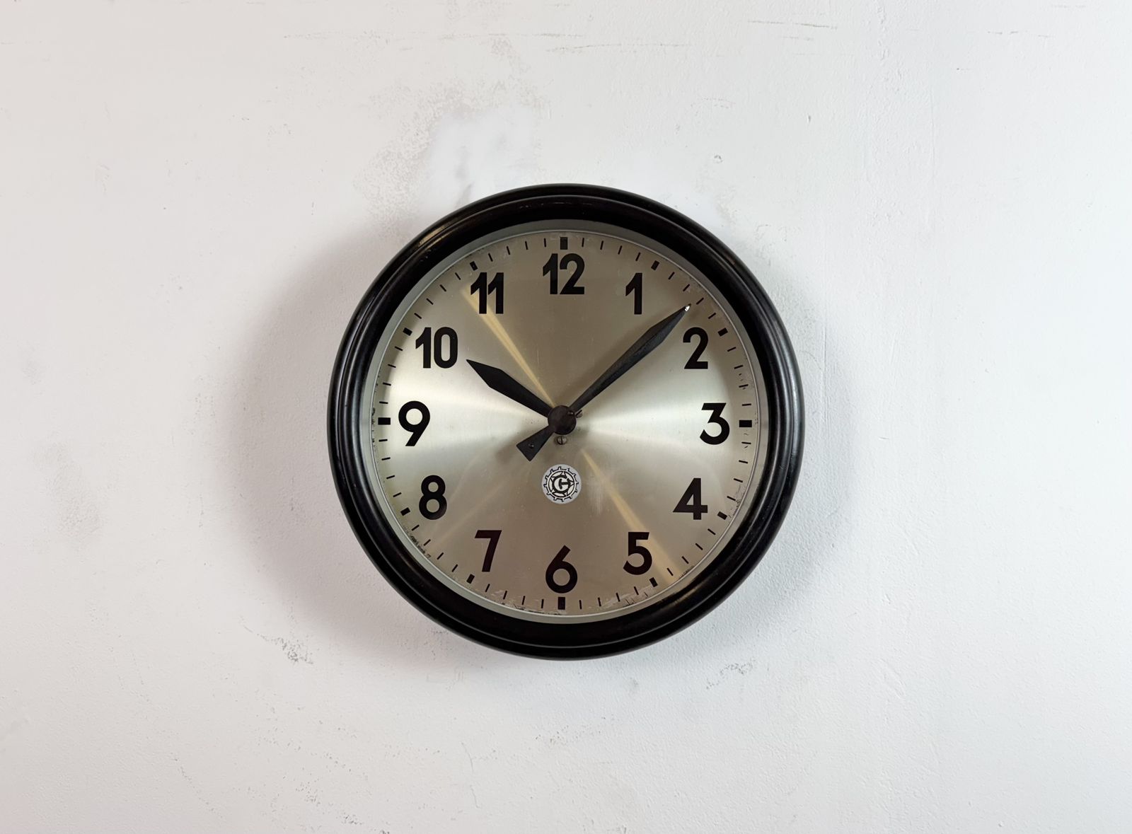 Industrial Brown Bakelite Factory Wall Clock From Chronotechna, 1960s photo furniture