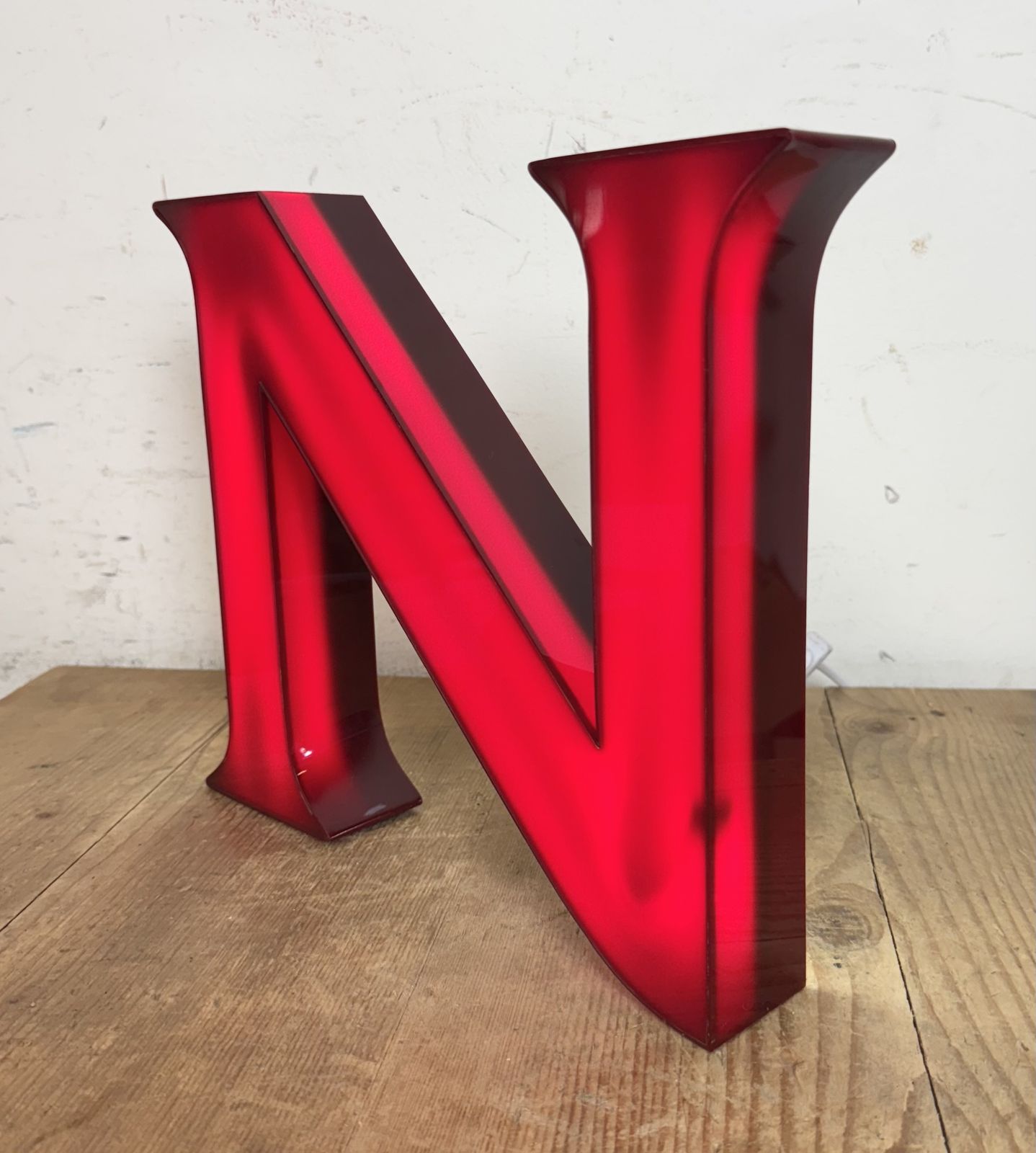 Vintage Dark Red Illuminated Letter N , 1980s photo buy