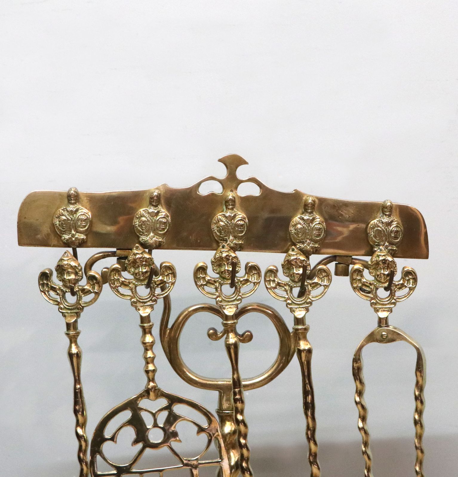 Fireside Beauty! A Lovely Set Of Victorian Brass Fire Tools. photo Home Decor