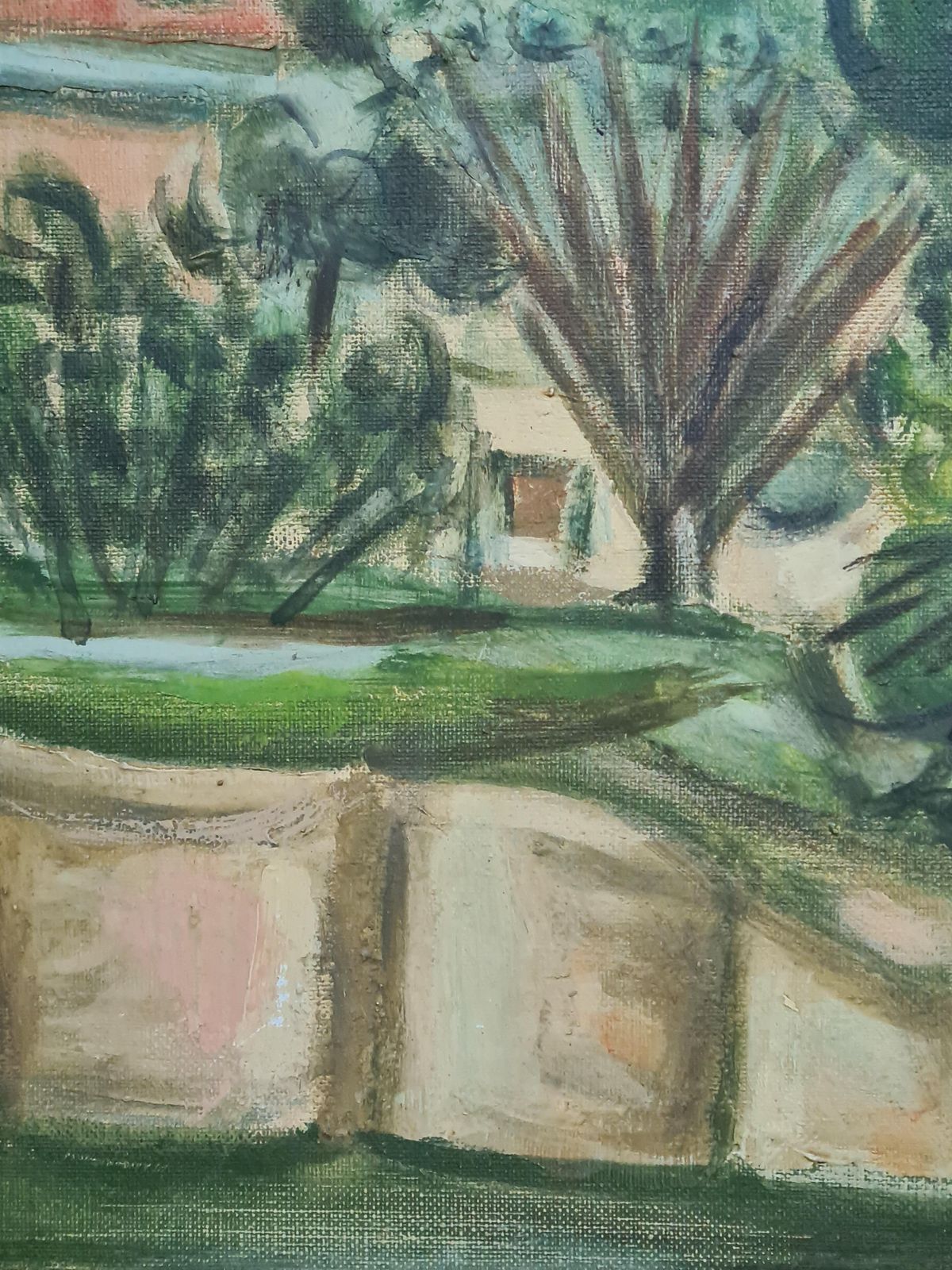 photo furniture Mid Century Painting Of A Church, In A Monastery Garden From The 1950s By Shedlin (Reginald Schoedelin)