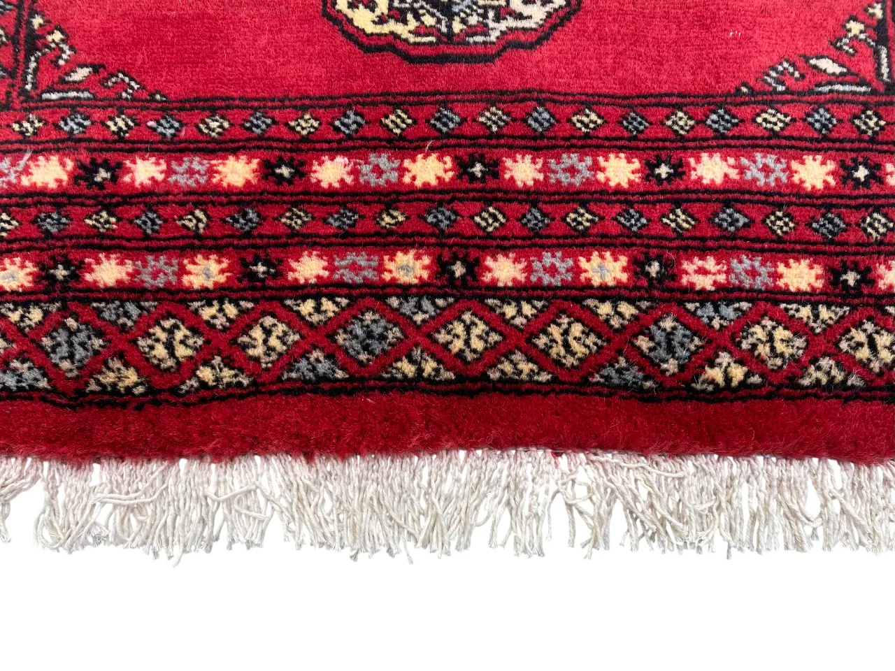 Hand Knotted Bokhara Rug Small Bohemian Oriental Carpet photo for sale