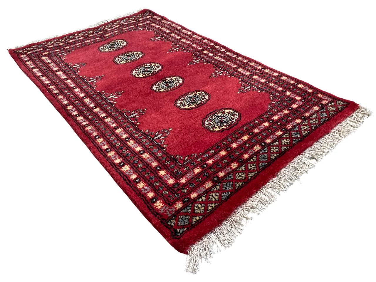 Hand Knotted Bokhara Rug Small Bohemian Oriental Carpet photo 190.0
