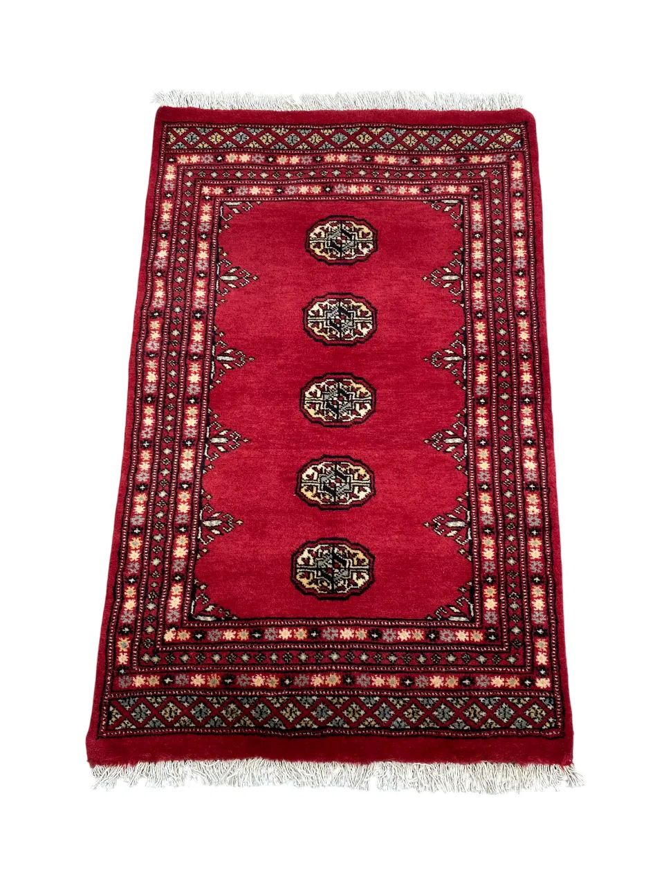 Hand Knotted Bokhara Rug Geometric Wool Carpet 3x4