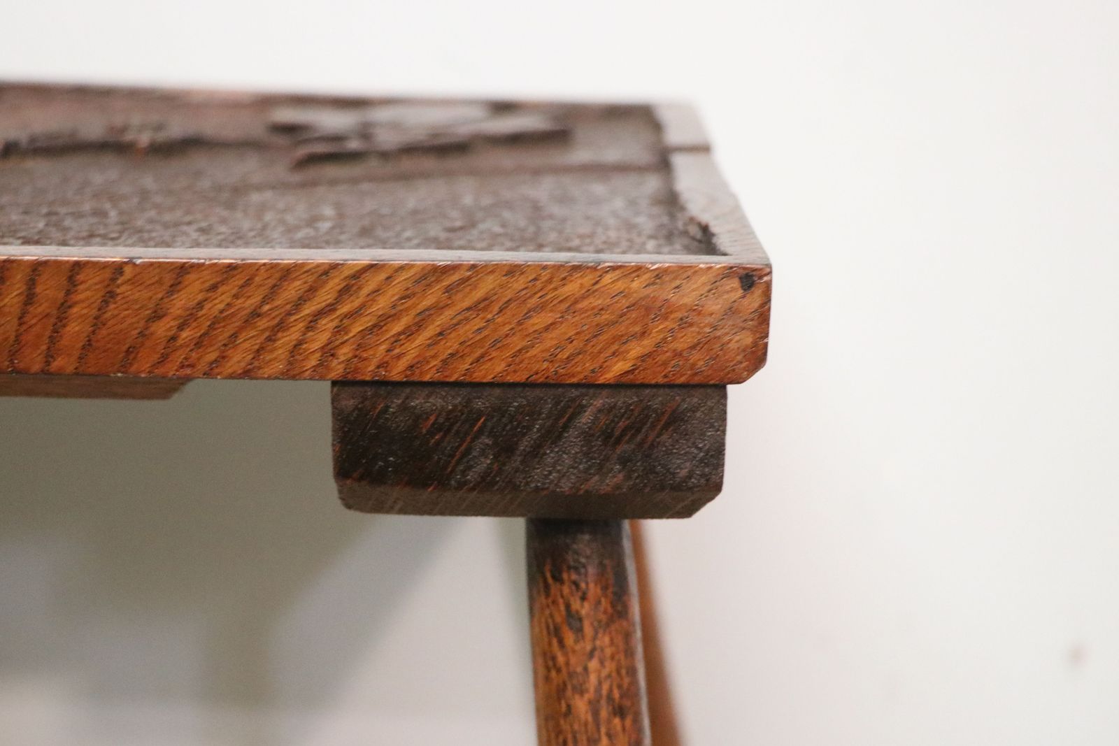A Unique And Lovely Side Late 19th Century Oak Side Table The Top Beautifully Hand Carved  Bramble And Blackberry Decoration. photo buy