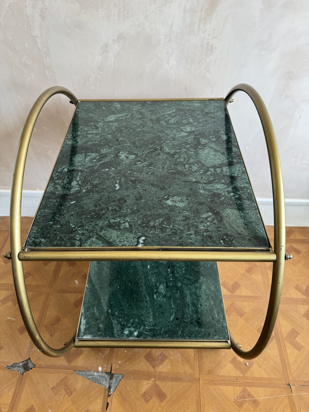 Green Marble And Metal Round Drinks Trolly / Bar Cart photo buy
