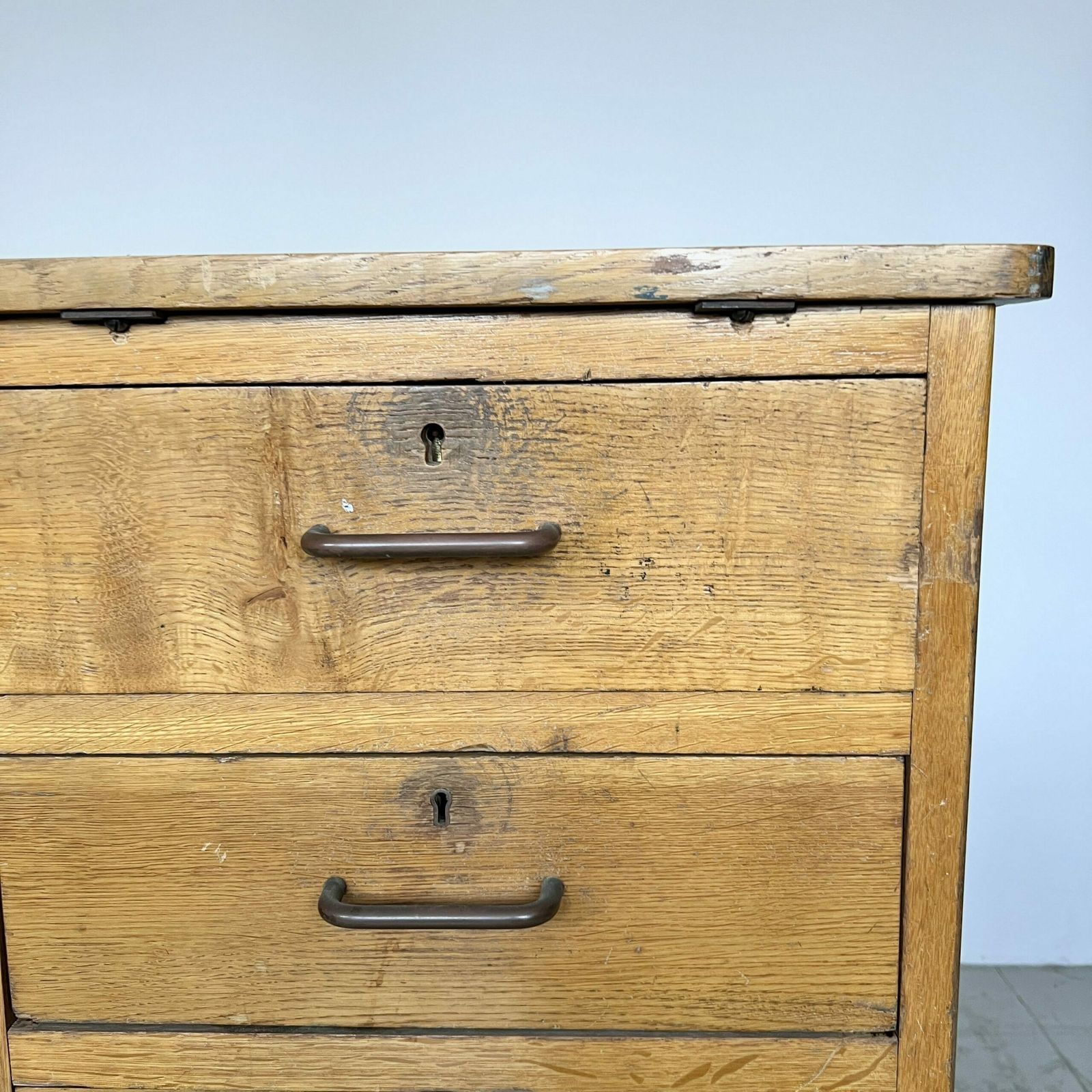 Large Industrial Mid Century Oak Drawers photo vintage