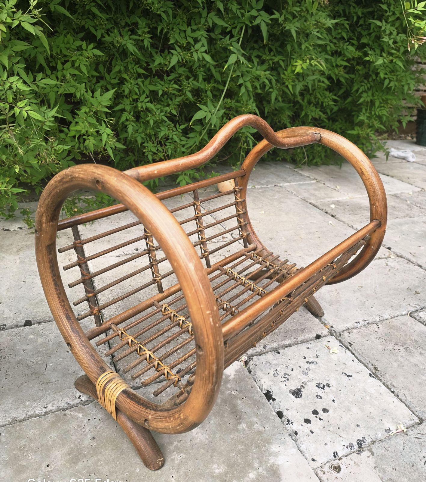 Unusual 1950's Circular Cane Magazine Rack