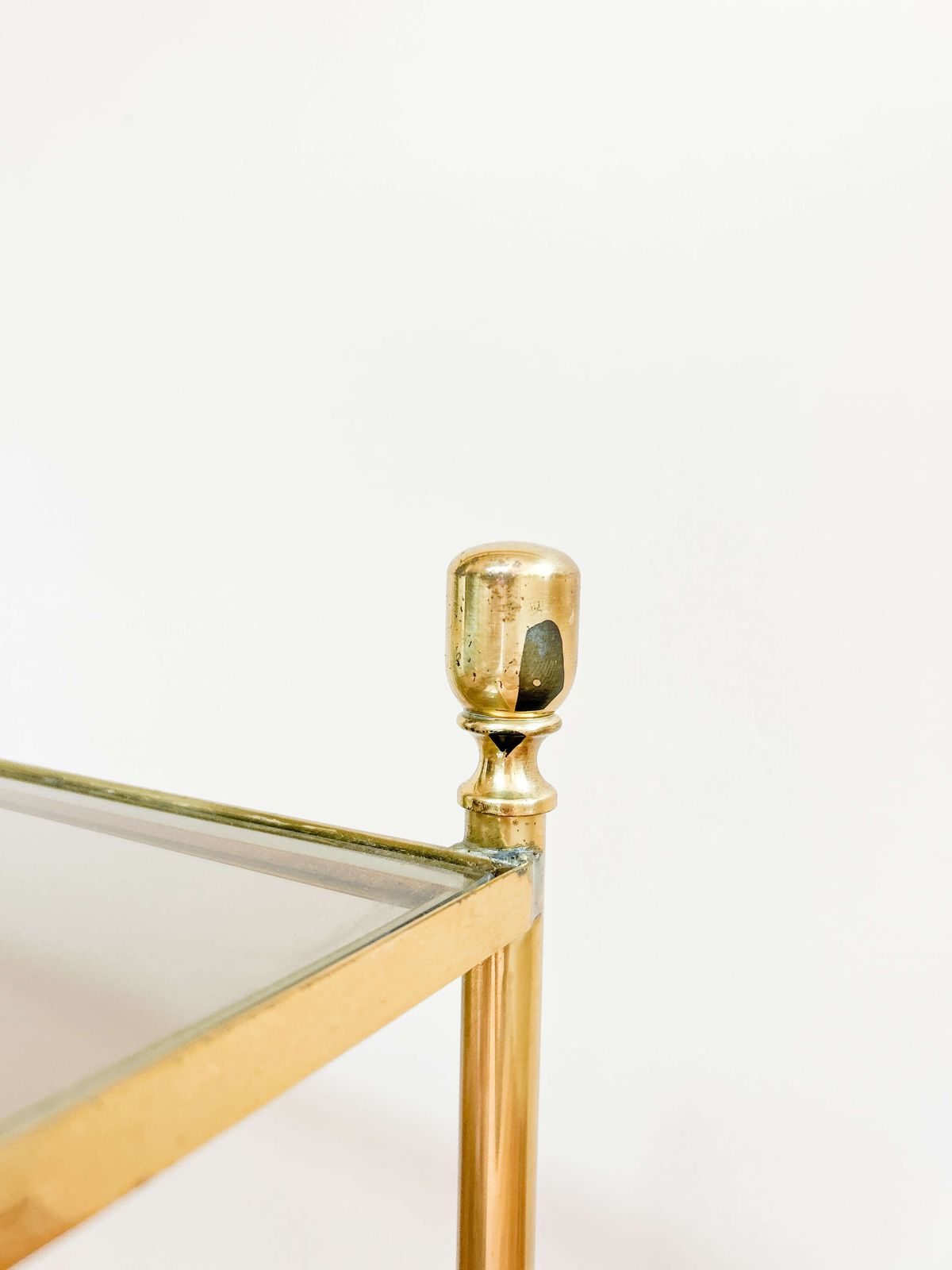 Pair Of Brass & Smoked Glass Side Tables | Bedside Tables photo 400.0