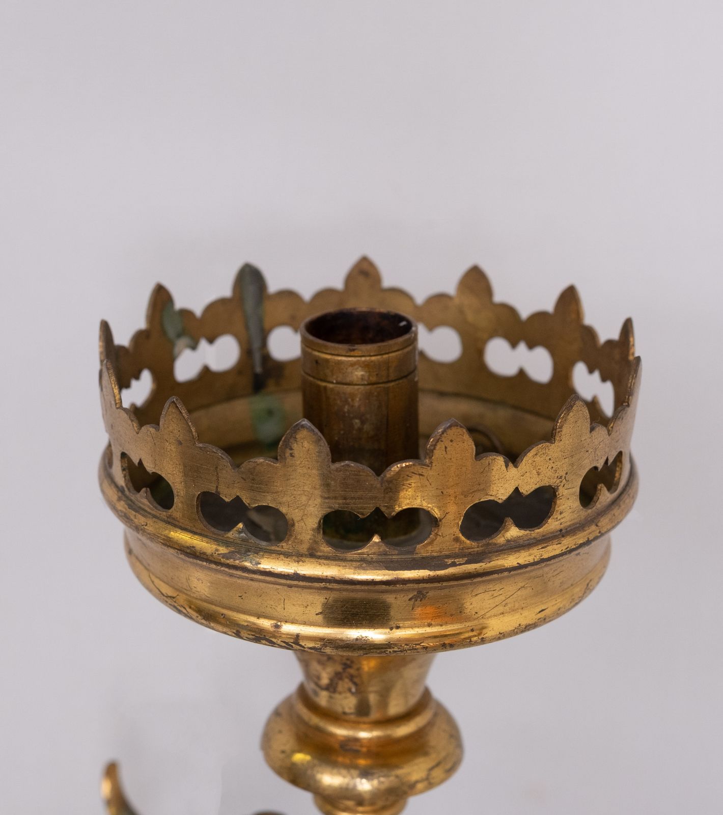 Gothic Revival Gilded Brass Wall Candle Holders 1890s Holland photo vinterior