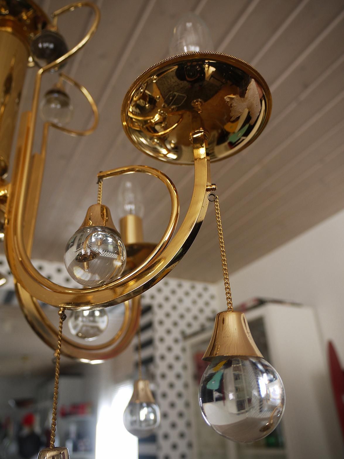 Murano Teardrop Chandelier Glass & Gilt Brass By Gaetano Sciolari, Italy, 1960s photo furniture