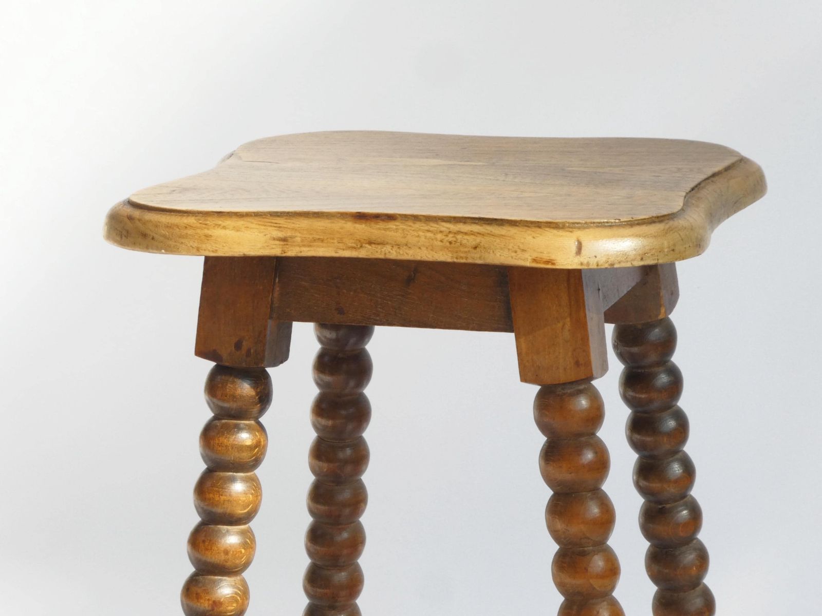 Antique Square Wooden Bobbin Side Table, Barley Twist Stool, Vintage Rustic Plant Stand, Farmhouse Decor photo buy