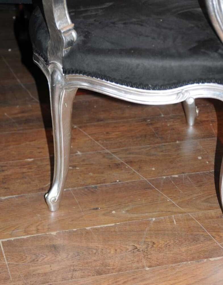 Pair Silver Rococo French Arm Chairs Fauteils Armchairs photo buy
