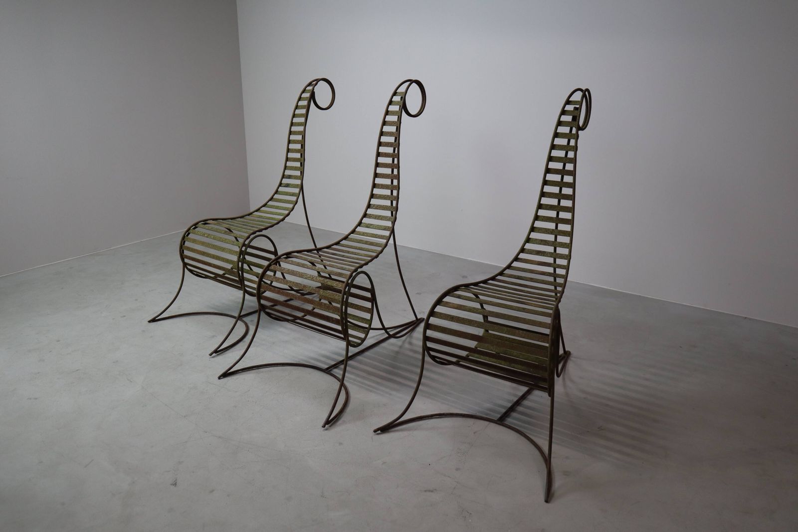 Set Of Three Sculptural Iron Chairs photo vinterior