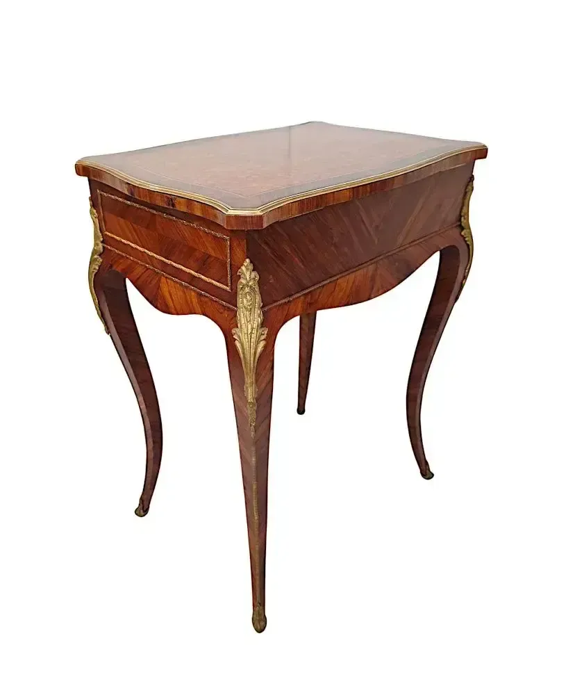 photo furniture A Very Rare 19th Century Inlaid Ormolu Mounted Work Or Lamp Table Stamped 'Tahan Paris'