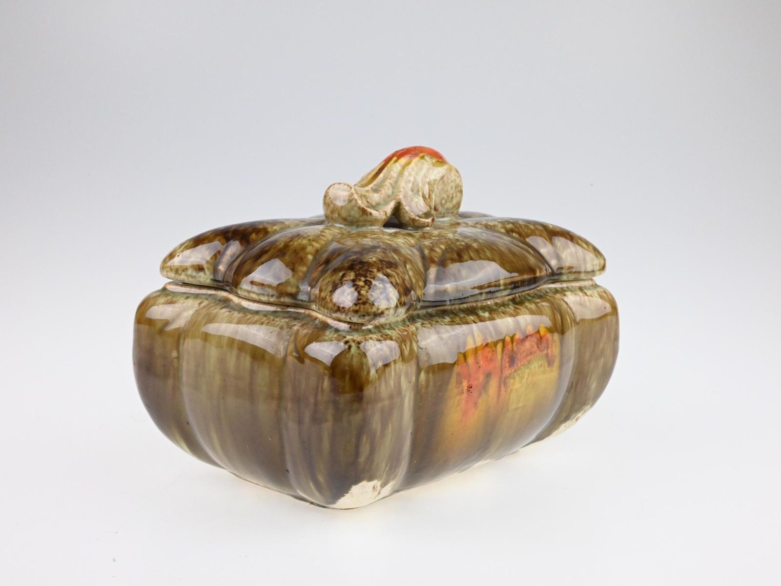Antique German Art Deco Ceramic Box With Lid, German Pottery, Ceramic Box, Antique Trinket Box, Decorative Box, Collectible Ceramic photo vintage