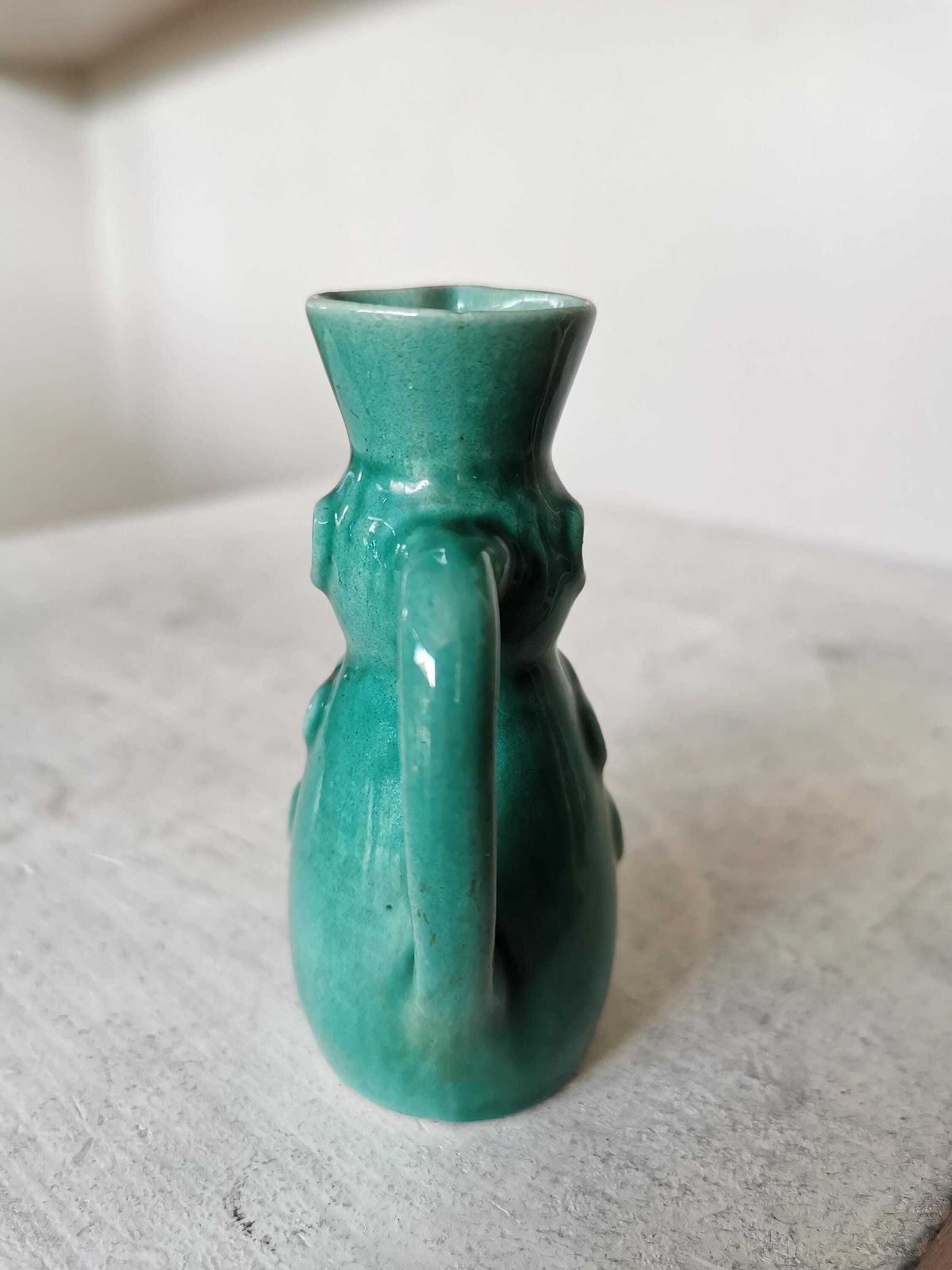 Miniature Sculptural Ceramic Vase 3.3 " / Turquoise Glaze / Miska Kancso Style / 1970s / Retro Home Decor / Hungarian Folk Art photo buy