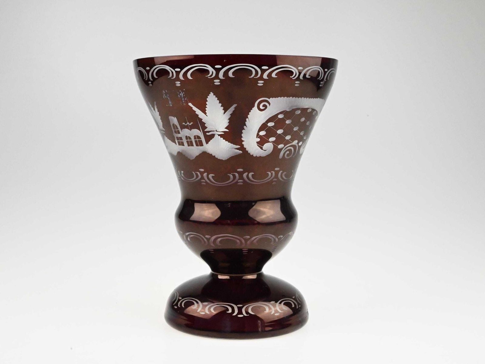 Egermann Czech Ruby Cut To Clear Glass Vase, Red Cut Glass, Red Cut To Clear Glass, Red Cut Crystal Vase, Ruby Glass Vase, Red Glass Vase photo 154.0