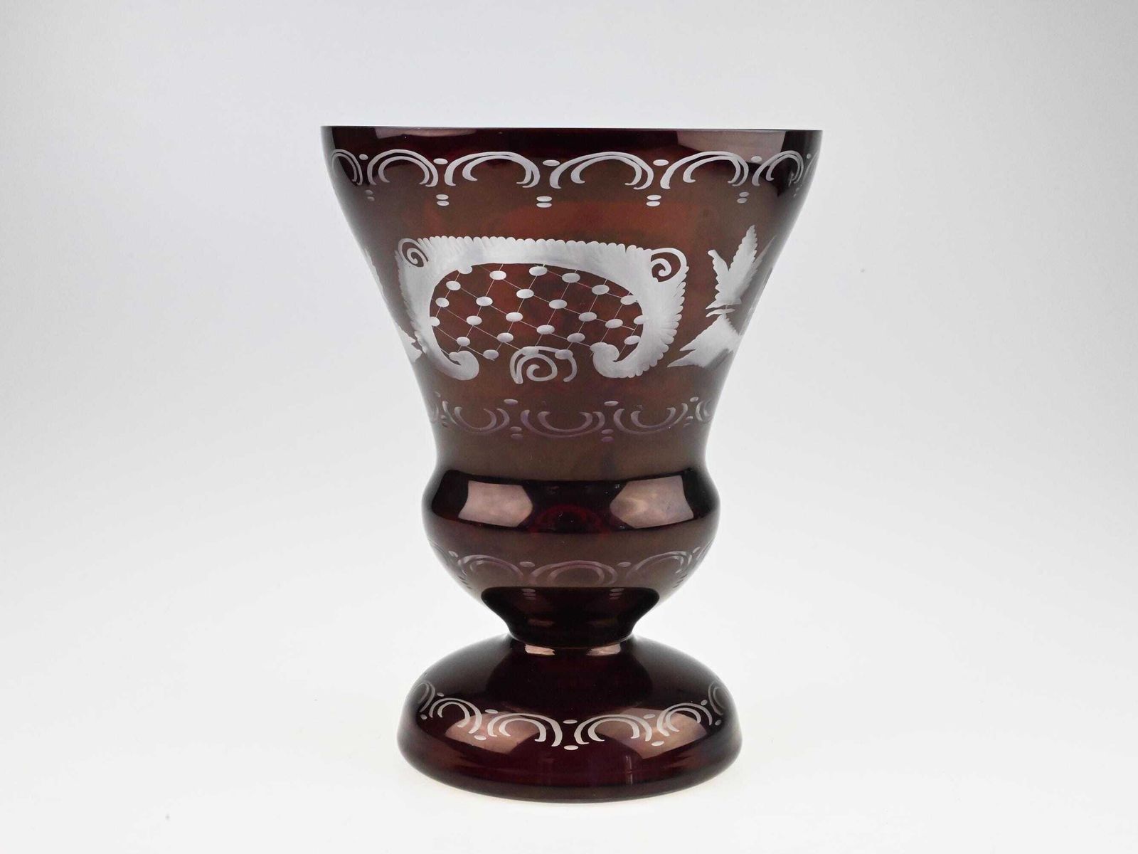 Egermann Czech Ruby Cut To Clear Glass Vase, Red Cut Glass, Red Cut To Clear Glass, Red Cut Crystal Vase, Ruby Glass Vase, Red Glass Vase photo buy