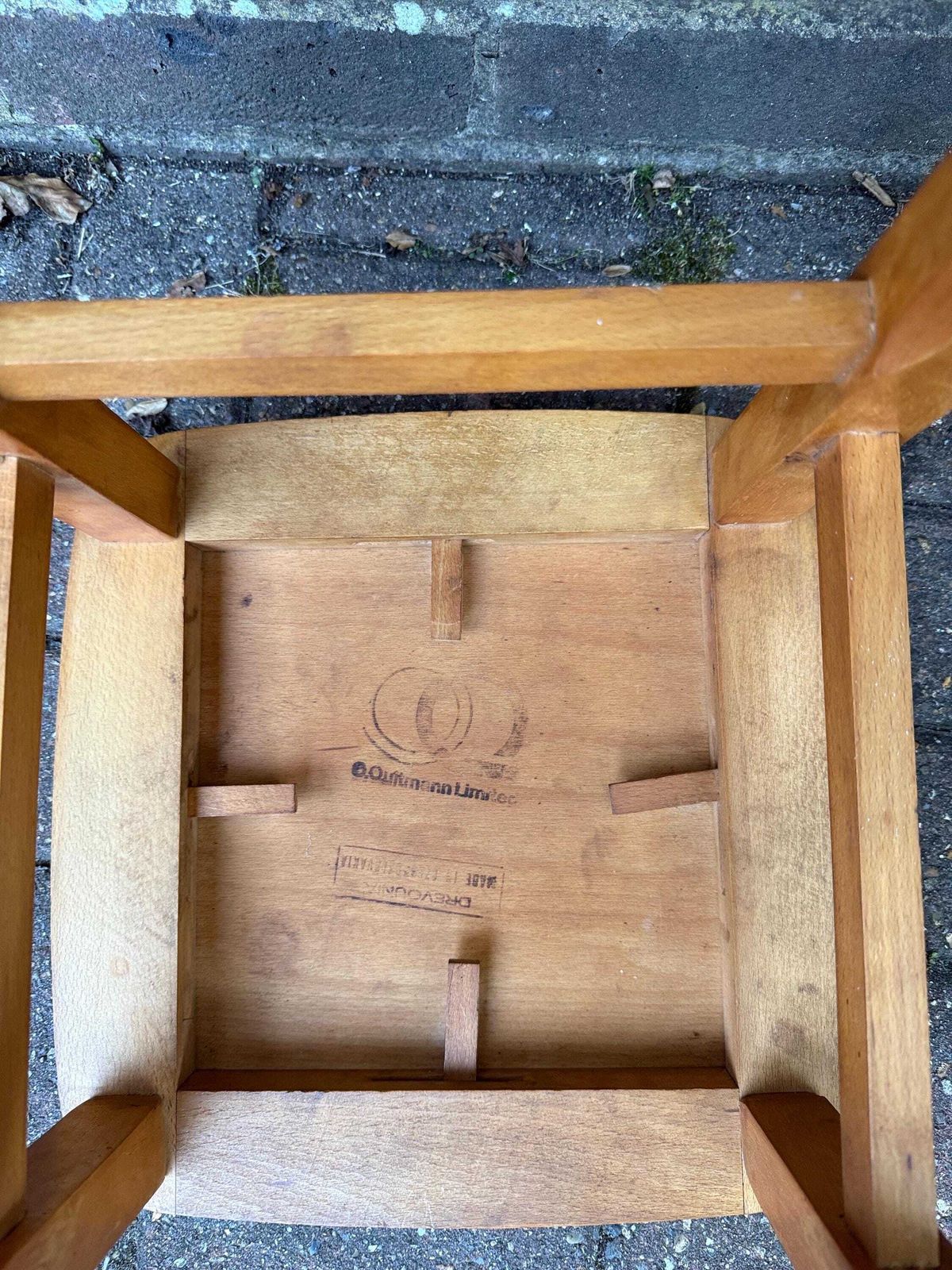 photo for sale Vintage Retro Vinyl Top Wooden Stool – Retro 1960s 1970s Kitchen Or Utility Seat, Wipe Clean Square Padded Top, Compact Design, Retro Stool