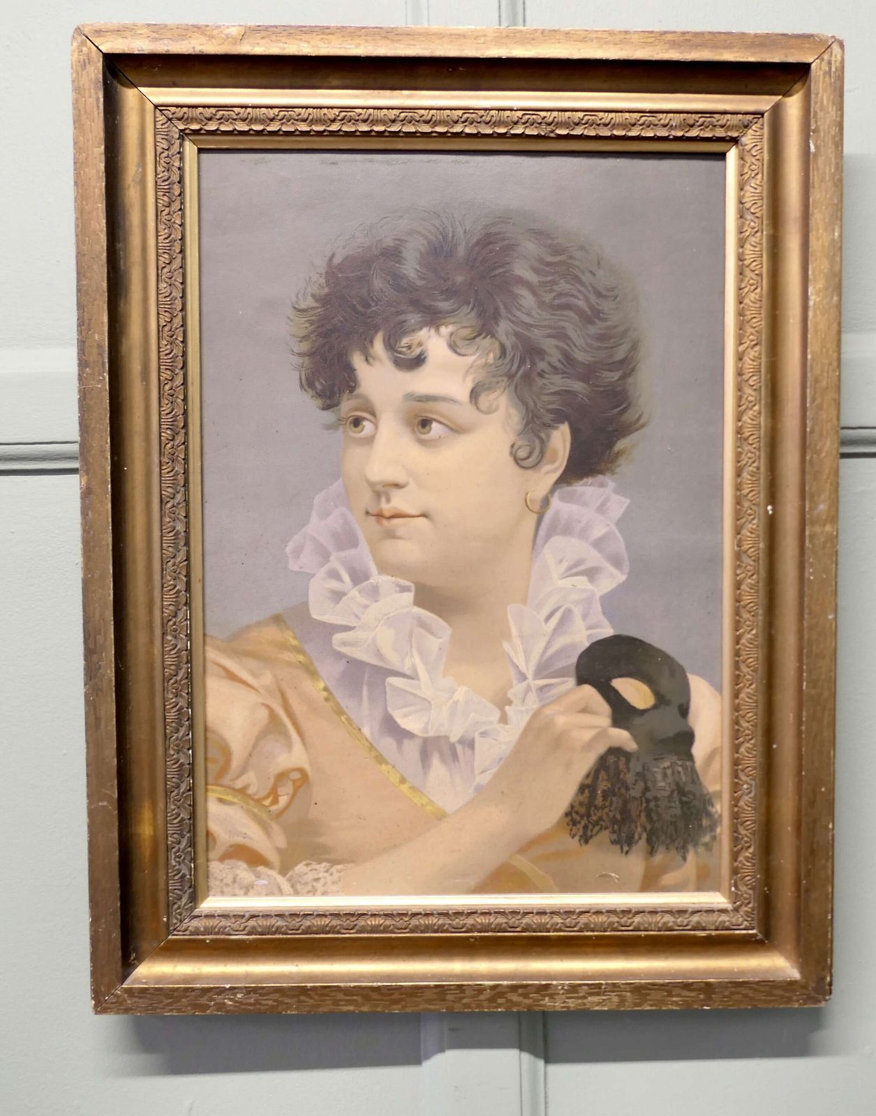 Oil Painting On Board Portrait Of A Masquerade photo furniture
