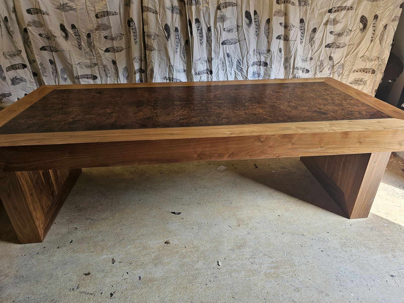 Bespoke Large Oak Desk With A Walnut Inlay And A Glass Overlay photo 200.0