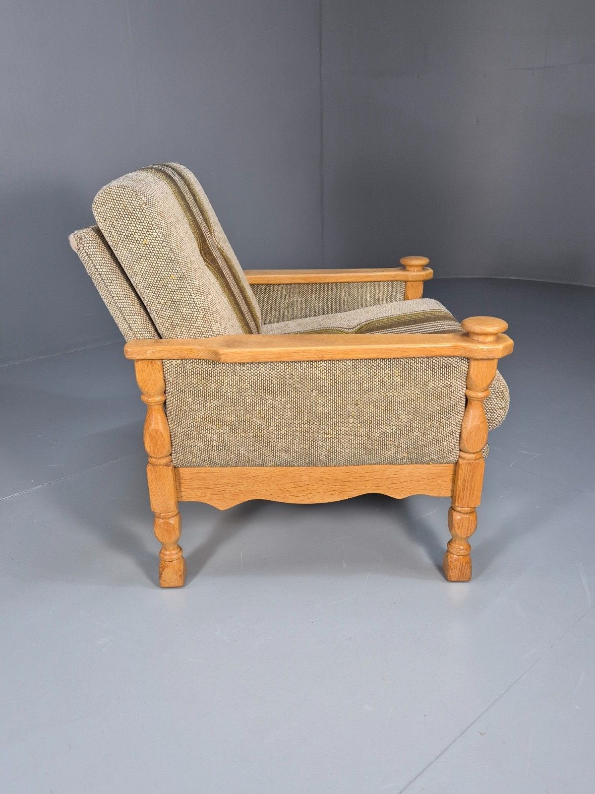 photo for sale Vintage Danish Kjaernulf Style Oak And Wool Lounge Chair  1970s Eb9714 Mnor