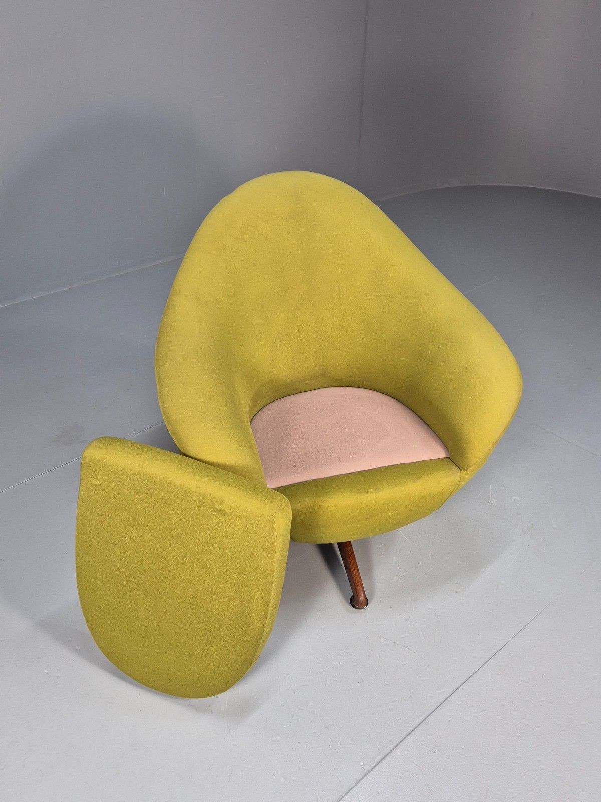 Vintage Egg Chair Teak Swivel And Rock Base Green  1960s Retro Mcm Eb9797 Mswi photo 390.0
