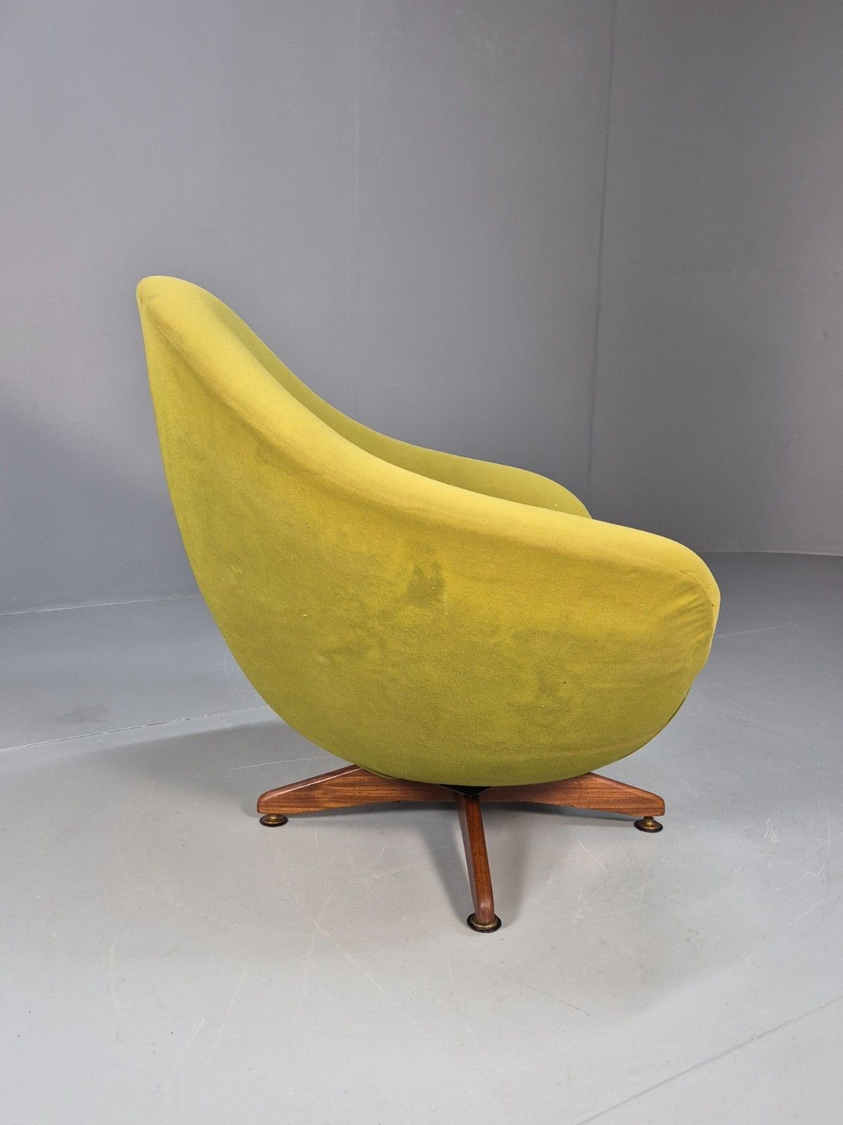 Vintage Egg Chair Teak Swivel And Rock Base Green  1960s Retro Mcm Eb9797 Mswi photo buy