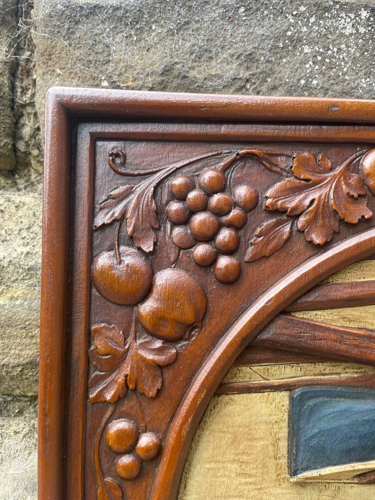 Arts & Crafts Signed Carved Walnut Panel photo furniture
