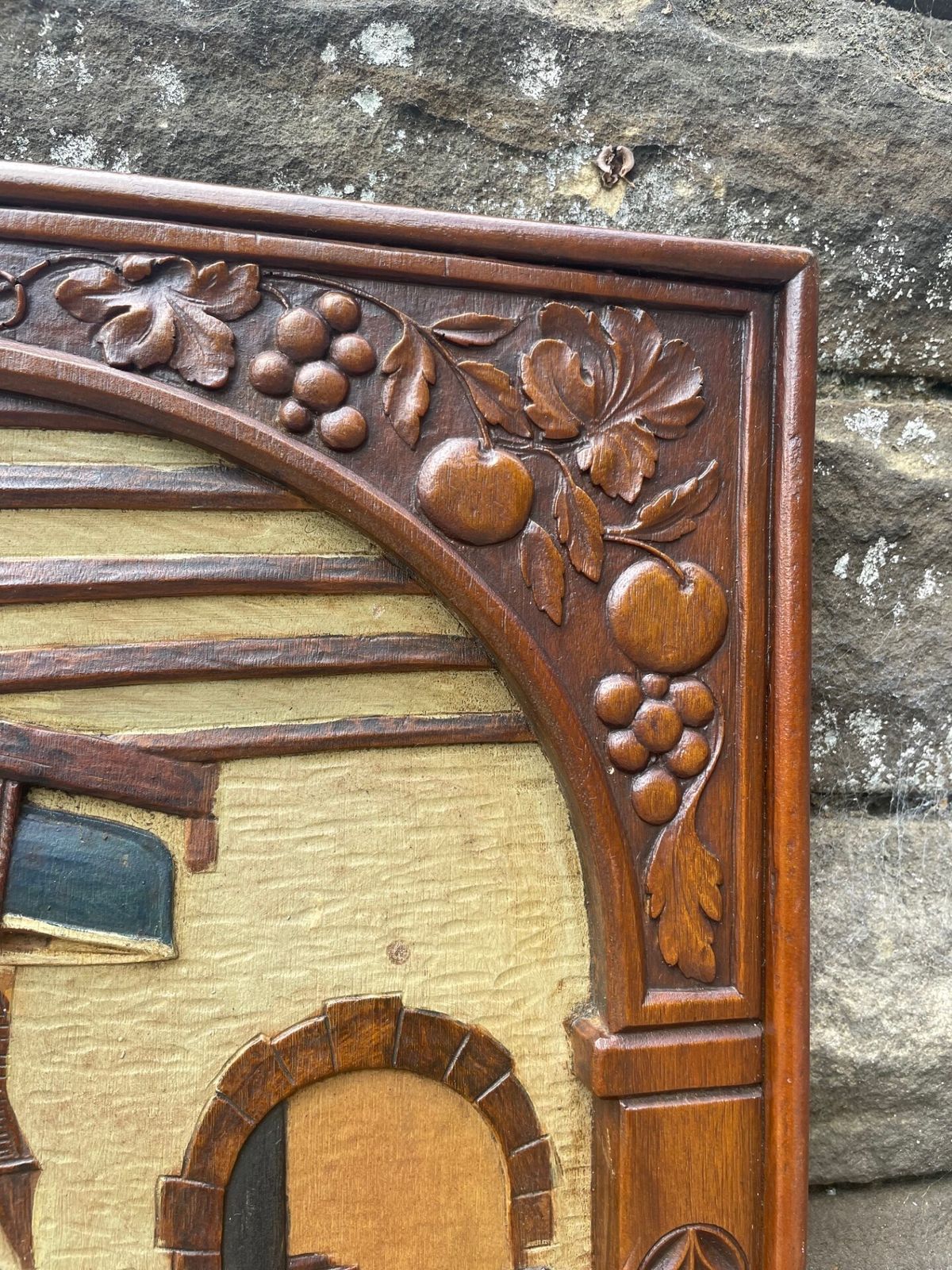 Arts & Crafts Signed Carved Walnut Panel photo 330.0