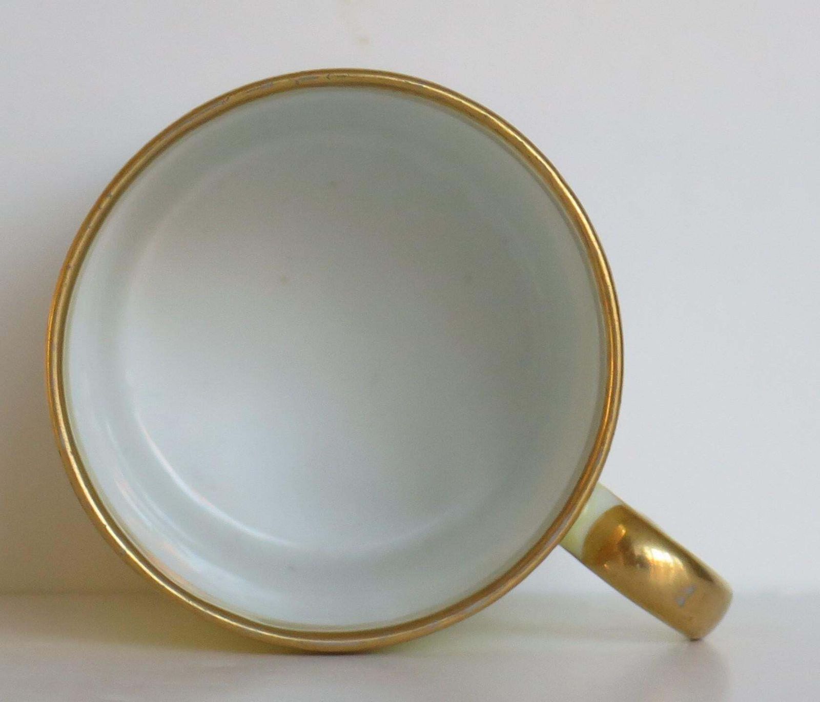 photo furniture Old Paris Porcelain Coffee Can & Saucer Lemon Engrisaille, French Ca 1800