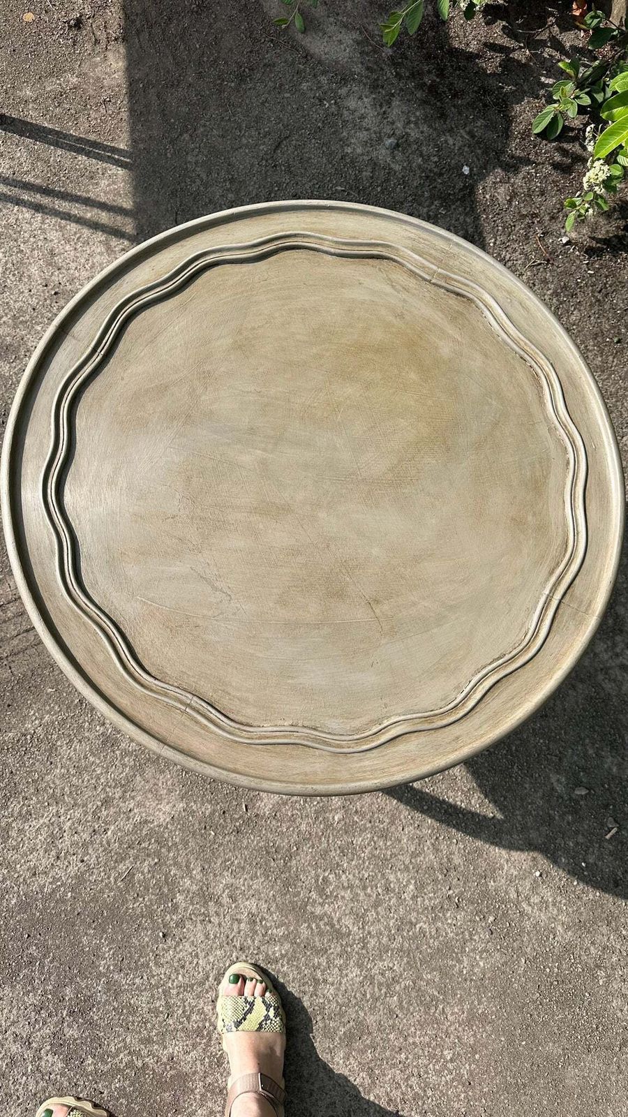 French Antique Low Table Louis Fluted Tray Top Painted Antique Finish photo furniture