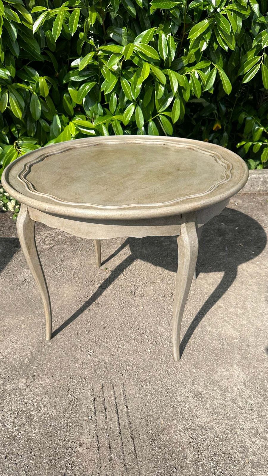 French Antique Low Table Louis Fluted Tray Top Painted Antique Finish photo for sale