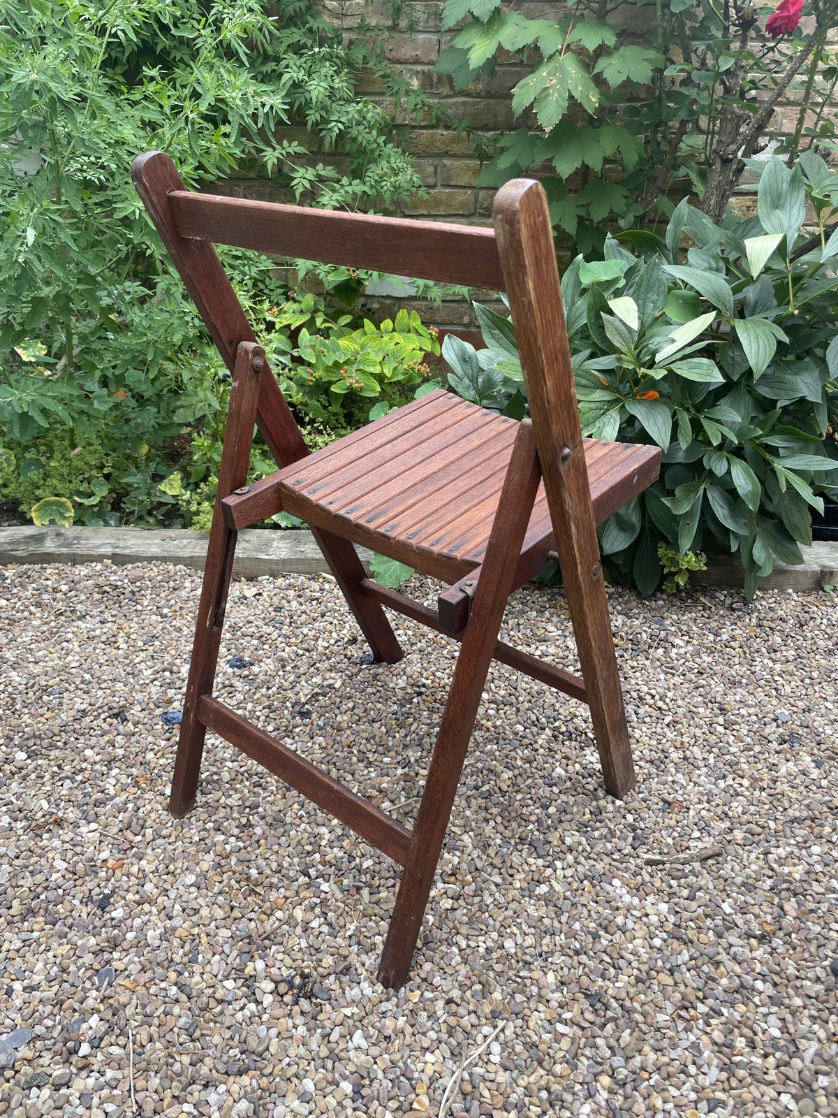 Set Of Four 4 Mid Century Teak Folding Garden Chairs 1950s   Refurbished   Folding Chairs photo for sale