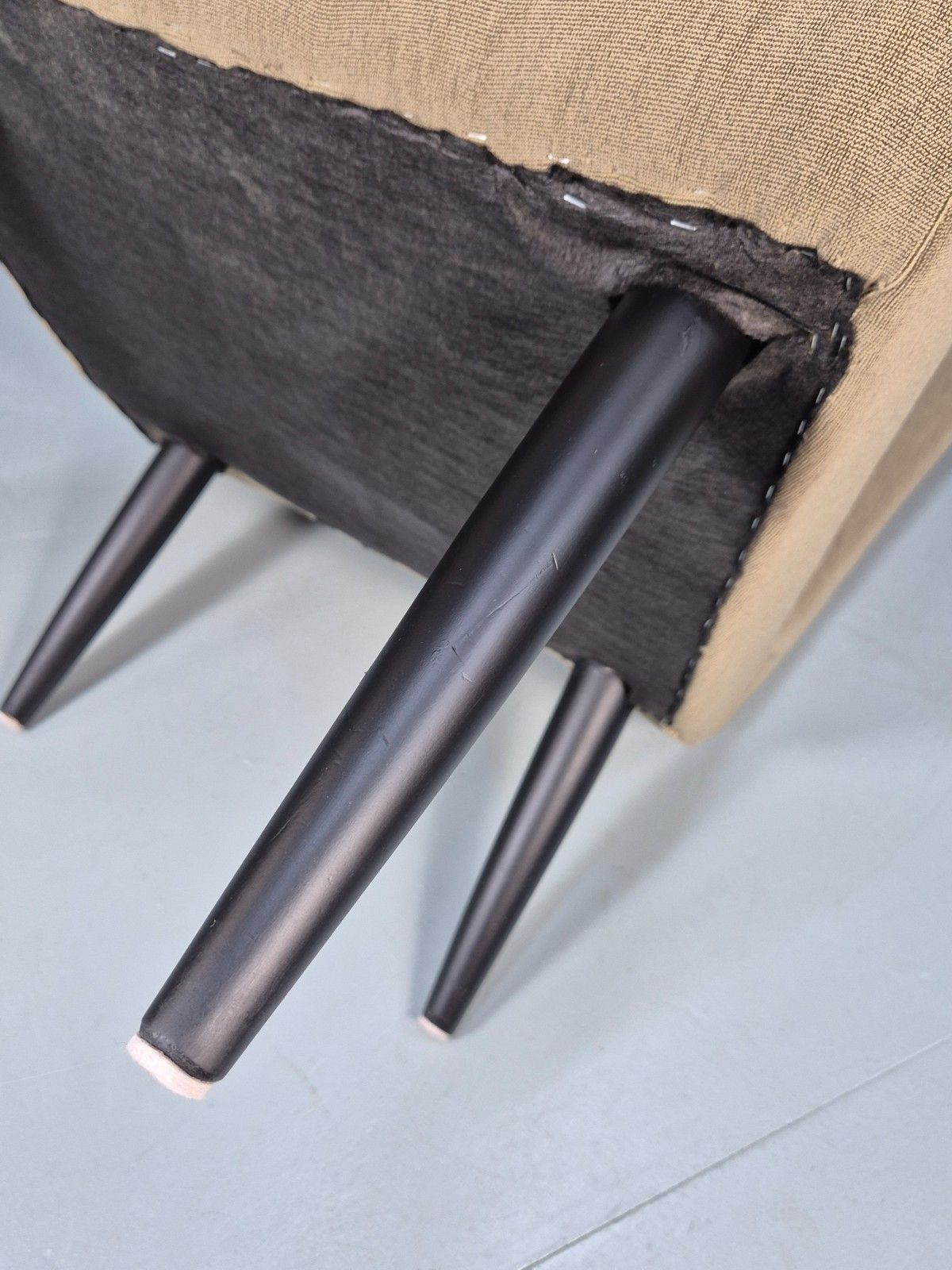 photo vinterior Vintage Scoop Chair Jens Risom Style Khaki Green Fabric Danish Eb9533 Mnor